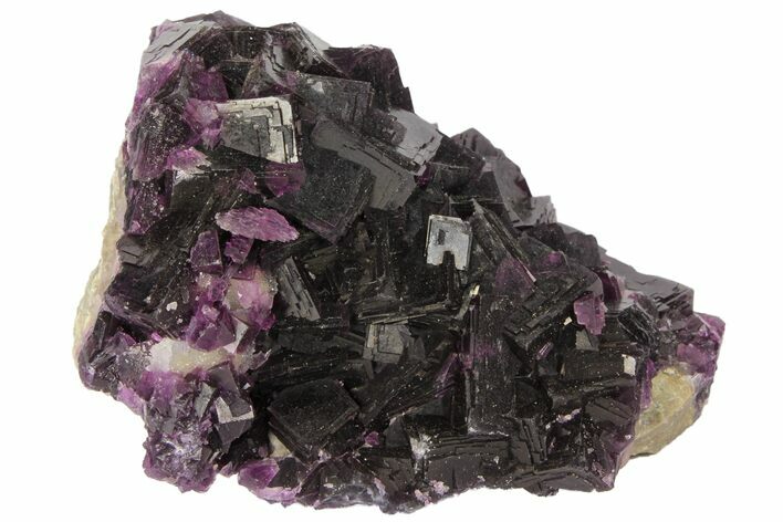 Dark Purple Cubic Fluorite and Quartz - Excellent Quality #94321